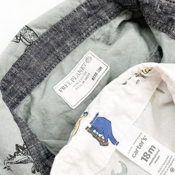 Carter's + Free Planet dinosaur print button down baby boys shirts - Picture 3 of 4